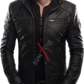 Real Sheepskin Black Cafe Racer Leather Jacket For Men