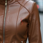Brown Racer Leather Jacket For Women 