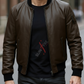 Daniel Coffee Brown Bomber Leather Jacket For Men (SF619)