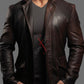 Distressed Brown Leather Blazer For Men Real Sheepskin (SF537)