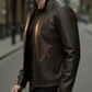 Leon Coffee Brown Racer Leather Jacket For Men (SF621)
