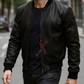 Daniel Matte Black Bomber Leather Jacket For Men (SF526)