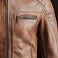  Cafe Racer Slim Fit Tan Biker Leather Jacket For Men