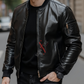 Black Bomber Leather Jacket For Men Lambskin (SF104)