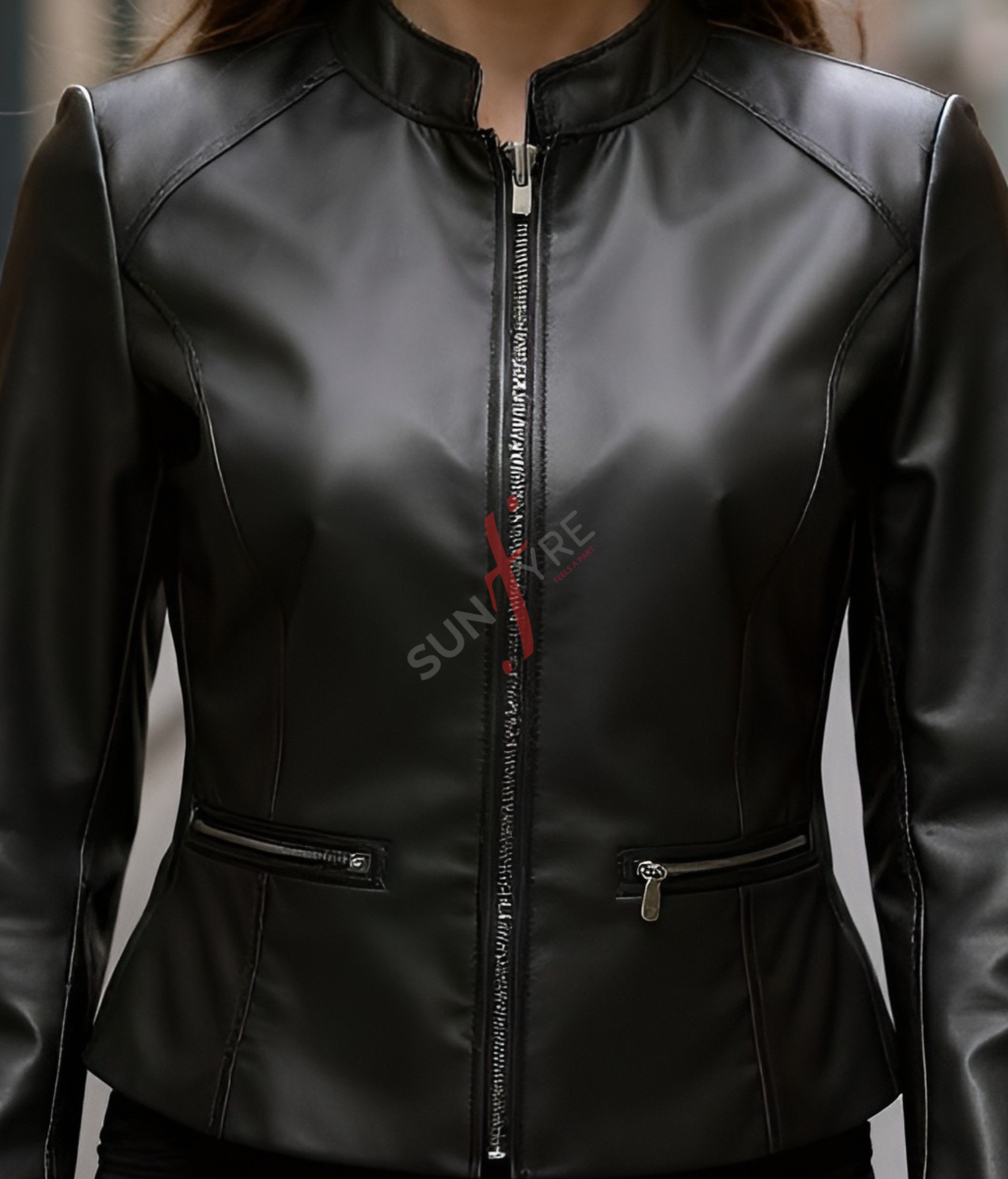 Biker Black Leather Jacket for Women