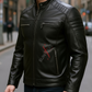 Austin Black Cafe Racer Leather Jacket For Men (SF118)