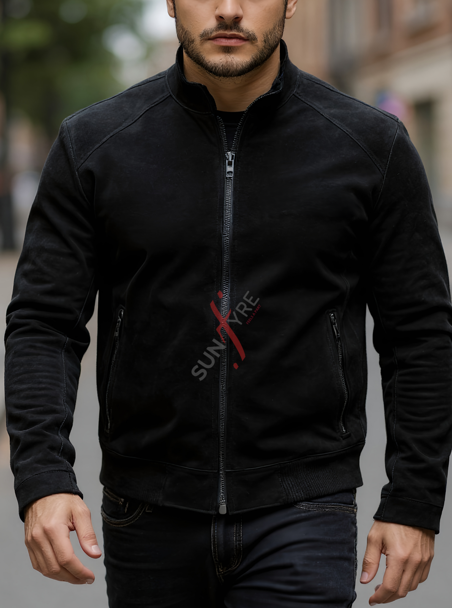 Ethan Black Bomber Leather Jacket For Men (SF540)