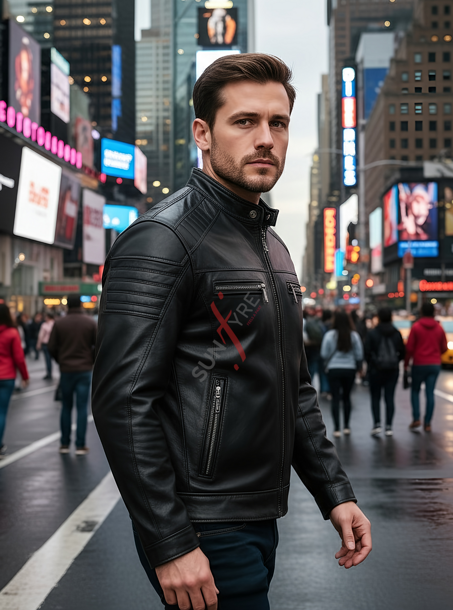 Austin Black Cafe Racer Leather Jacket For Men (SF118)