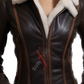 Walnut Brown Shearling Leather Jacket For Women