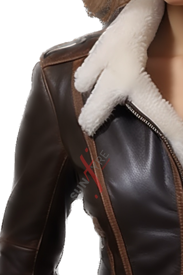 Real Sheepskin Shearling Leather Jacket For Women