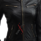 Sheepskin Cafe Racer Quilted Black Leather Jacket For Women