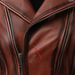 Sheepskin Asymmetrical Quilted Burgundy Belted Leather Jacket For Women