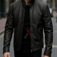 Brock Racer Matte Black Leather Jacket For Men (SF580)