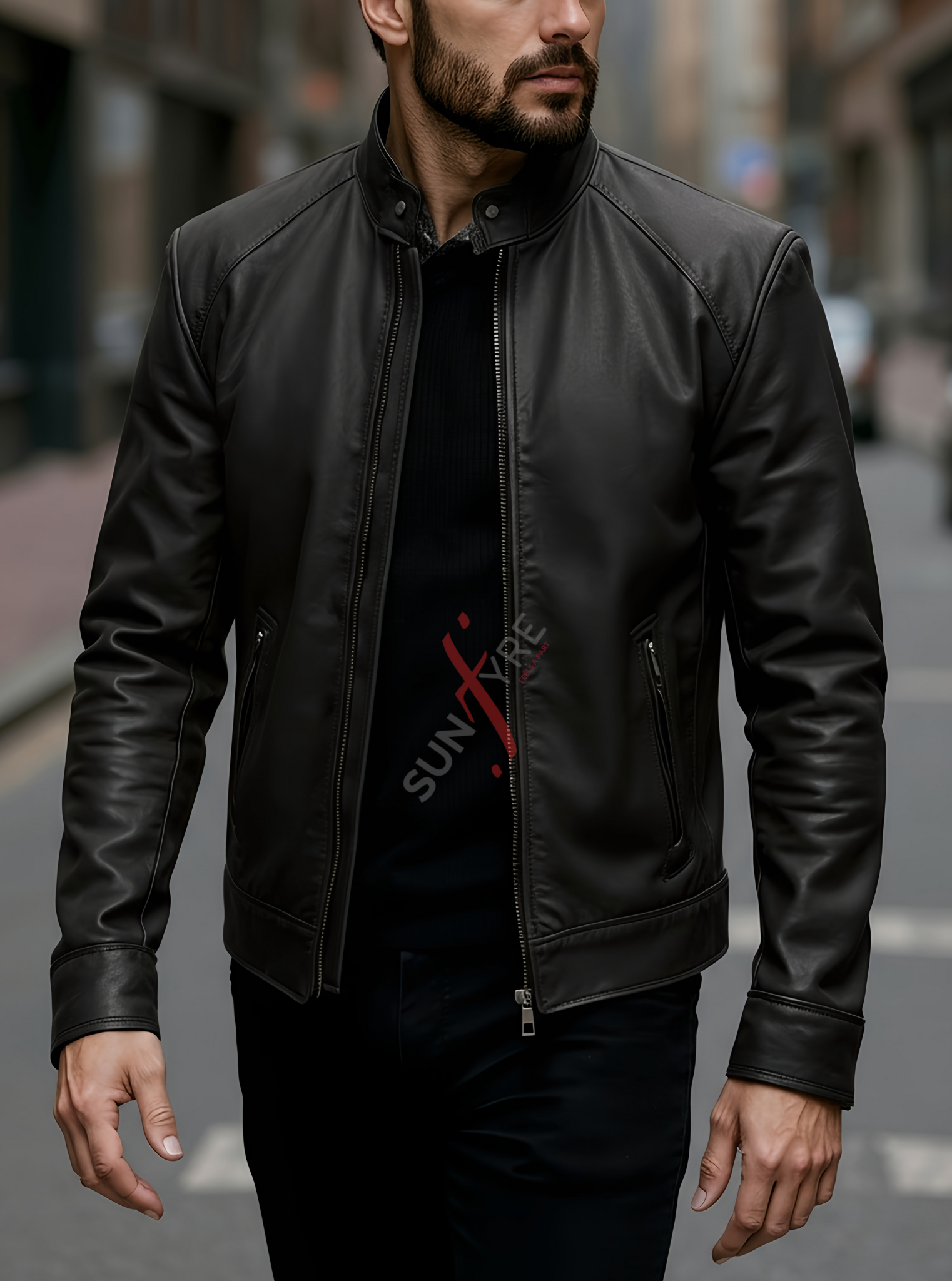 Brock Racer Matte Black Leather Jacket For Men (SF580)