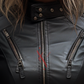 Black Leather Biker Jacket For Women