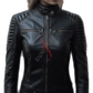 Quilted Cafe Racer Sheepskin Black Leather Jacket For Women