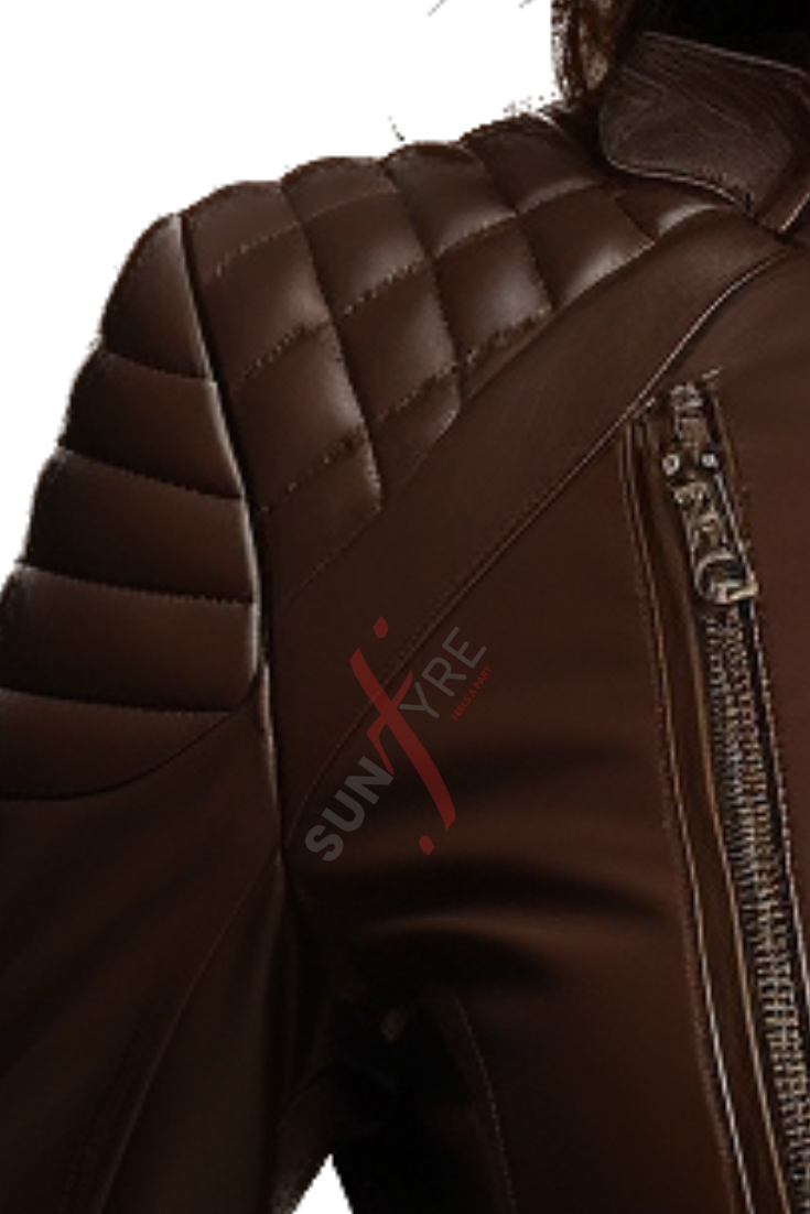 Cafe Racer Quilted Leather Jacket For Women