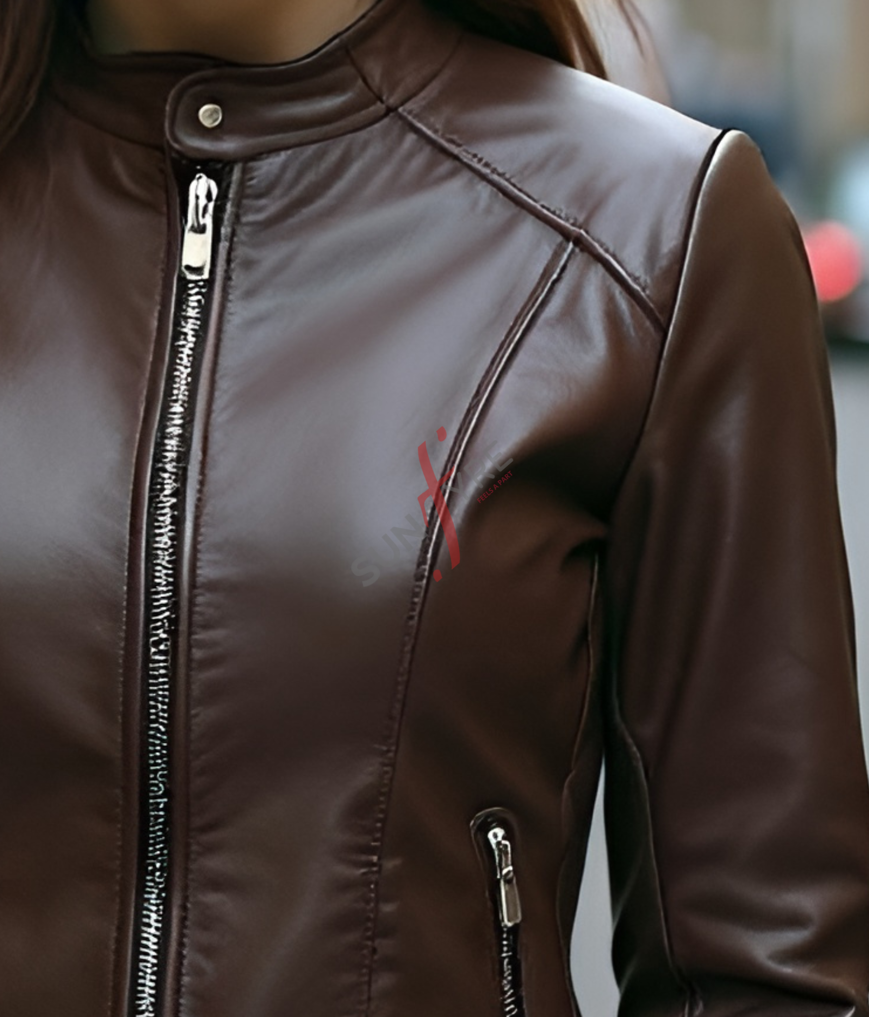 Cafe Racer Leather Jacket For Women Sheepskin (SF312)