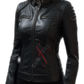 Smart Cafe Racer Sheepskin Black Leather Jacket For Women