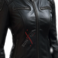 Cafe Racer Sheepskin Black Leather Jacket For Women