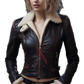 Sheepskin Black Shearling Two Tone Leather Jacket For Women