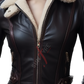 Black Shearling Two Tone Leather Jacket For Women