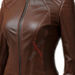 Brown Slim Fit Cafe Racer Leather Jacket For Women