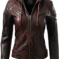 Real Sheepskin Brown Distressed Cafe Racer Leather Jacket For Women