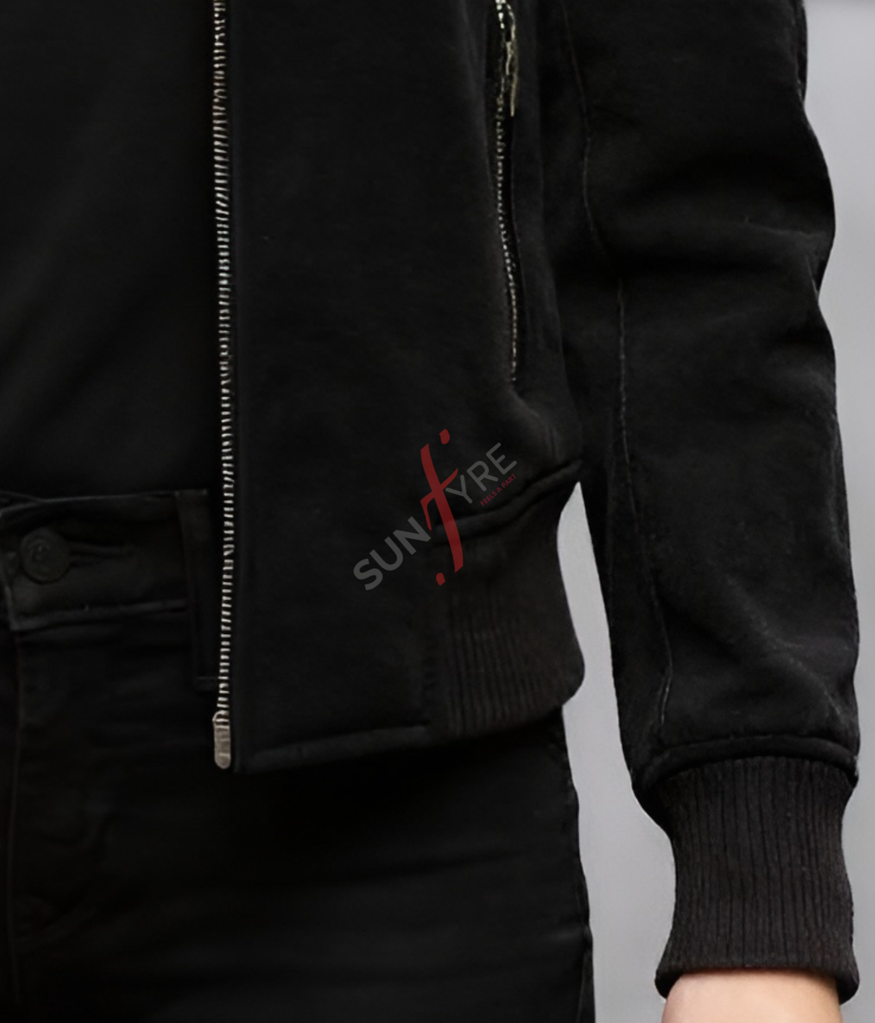 Black Nubuk Bomber Leather Jacket 