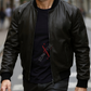Daniel Matte Black Bomber Leather Jacket For Men (SF526)