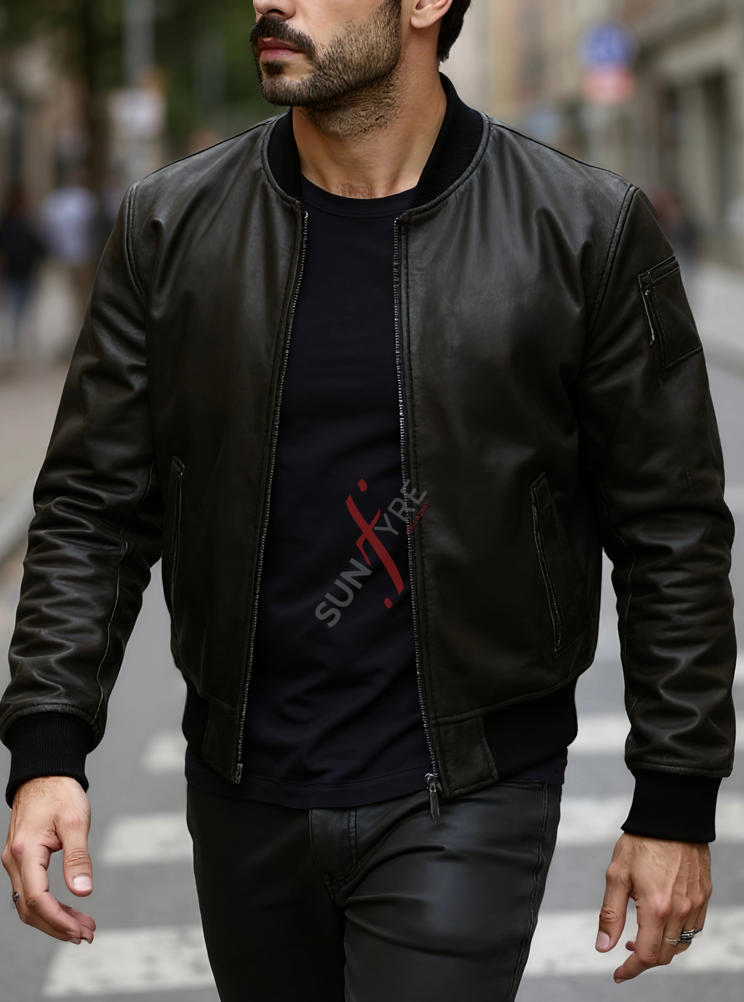 Daniel Matte Black Bomber Leather Jacket For Men (SF526)
