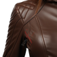 Brown Cafe Racer Leather Jacket For Women