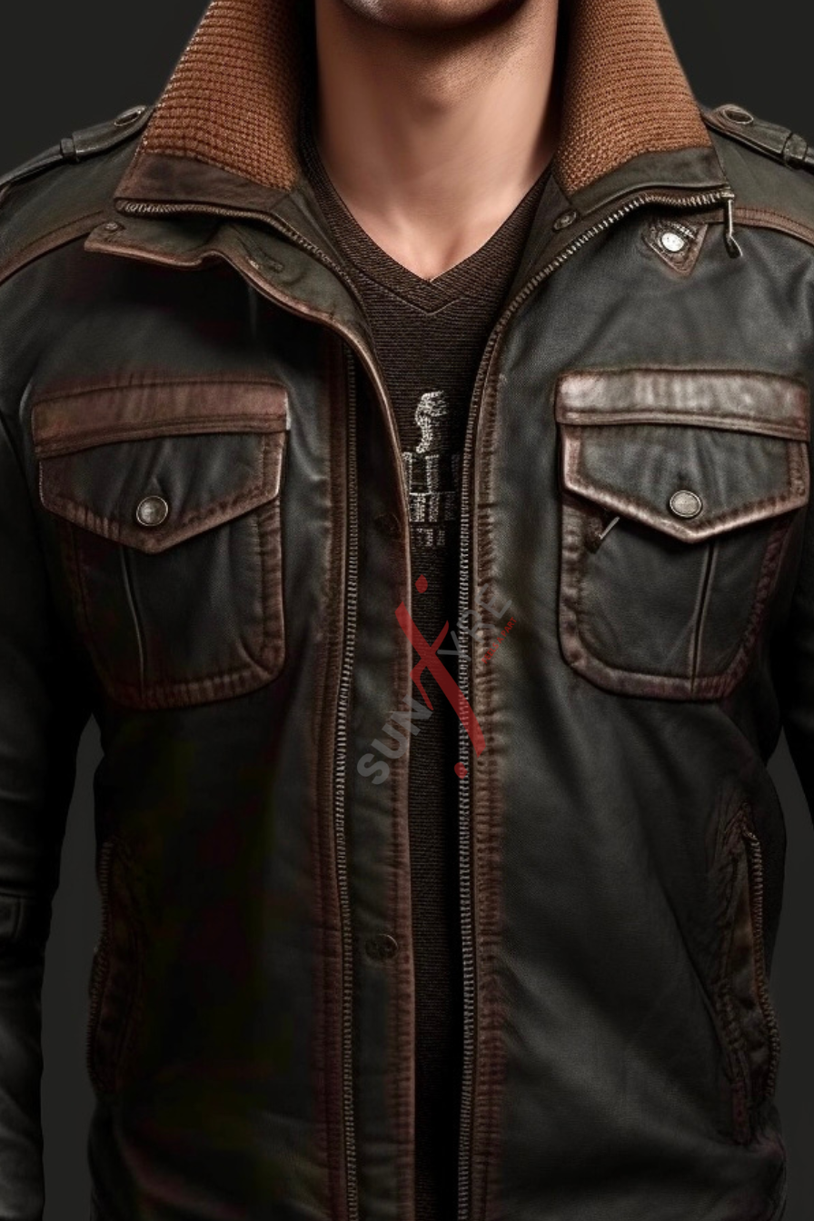 Bomber Leather Jacket For Men