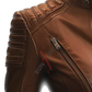 Tan Cafe Racer Leather Jacket For Women