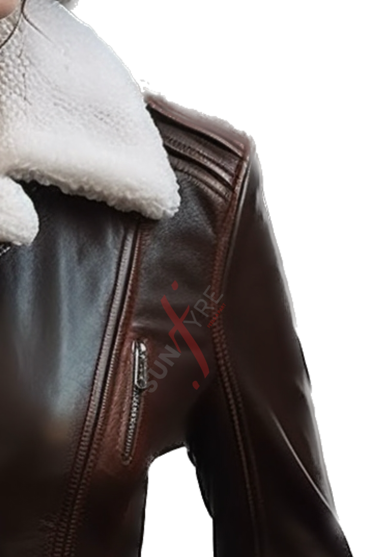 Shearling Motorcycle Leather Jacket For Women