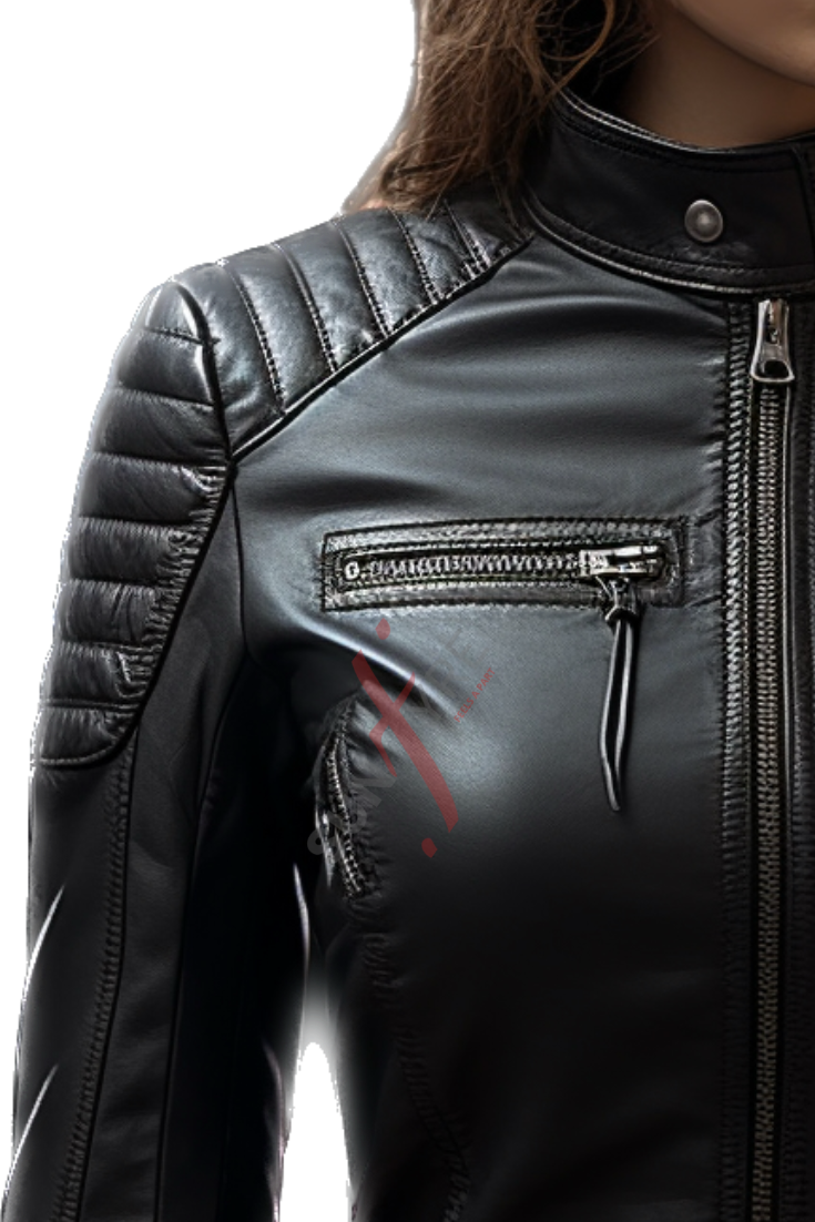 Quilted Black Leather Jacket For Women