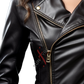 Asymmetrical Notch Lapel Black  Leather Jacket For Women