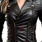 Black Belted Leather Jacket For Women