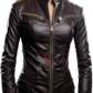 Brown Sheepskin Slim Fit Leather Jacket For Women