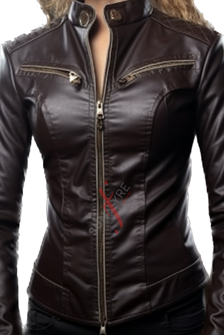  Sheepskin Slim Fit Leather Jacket For Women