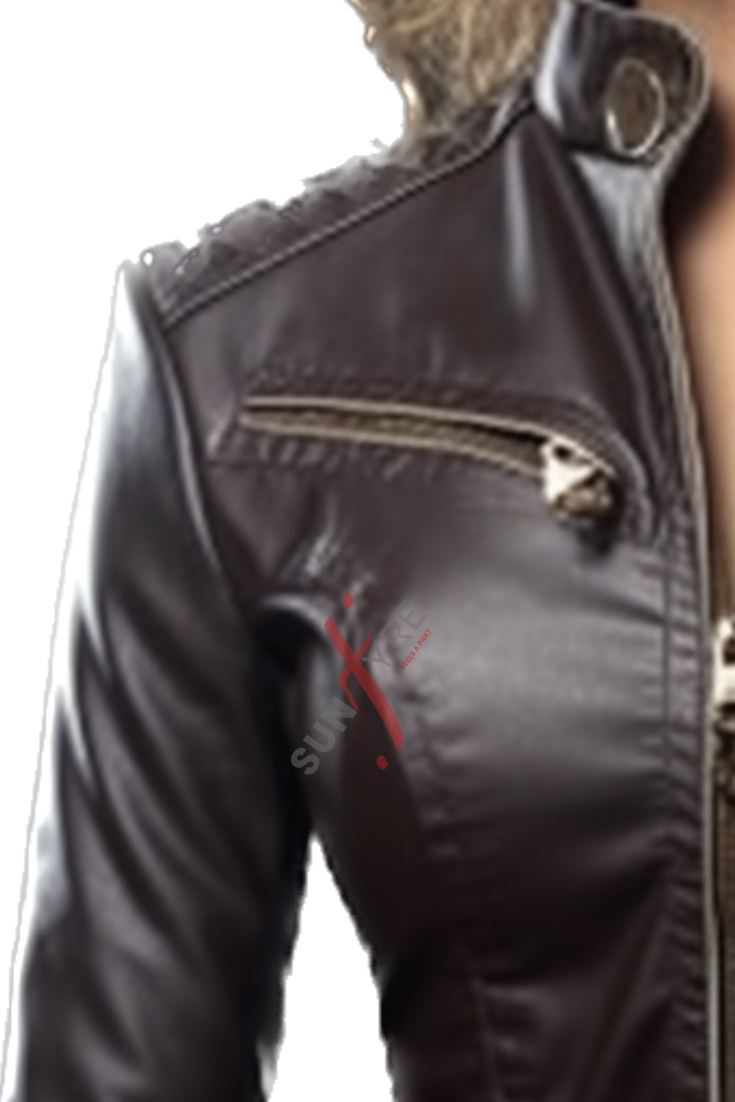 Slim Fit Leather Jacket For Women