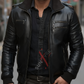 Brandon Black Bomber Leather Jacket For Men (SF541)