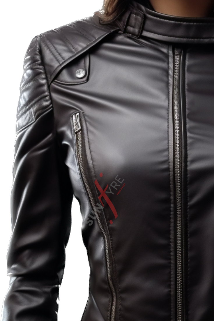 Biker Black Leather Jacket for Women