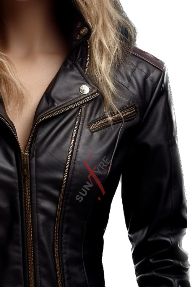 Asymmetrical Sheepskin Leather Jacket For Women