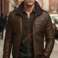 Brandon Coffee Brown Bomber Leather Jacket For Men (SF603)