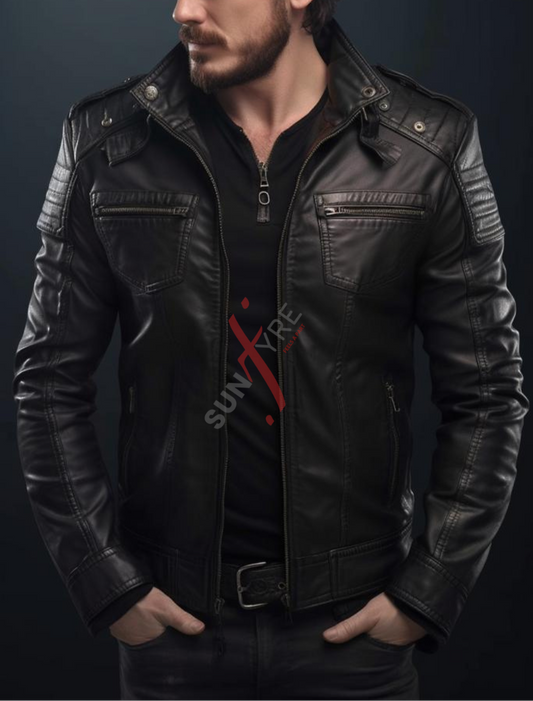 Black leather jacket for men 