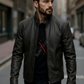 Brock Racer Matte Black Leather Jacket For Men (SF580)