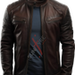 Cafe racer brown men,s leather jacket 