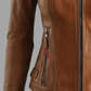  Lambskin Tan Cafe Racer Leather Jacket 