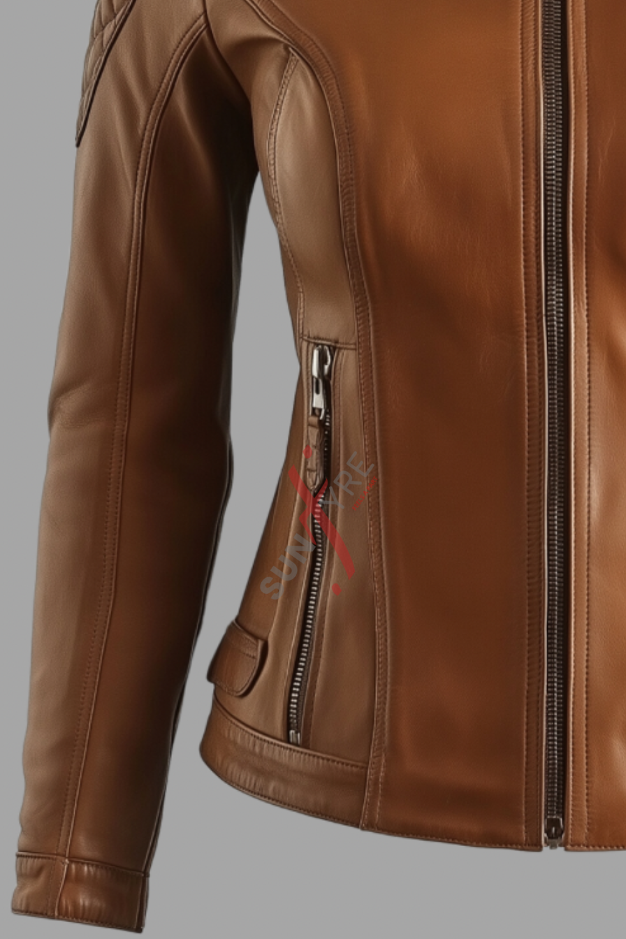  Lambskin Tan Cafe Racer Leather Jacket 